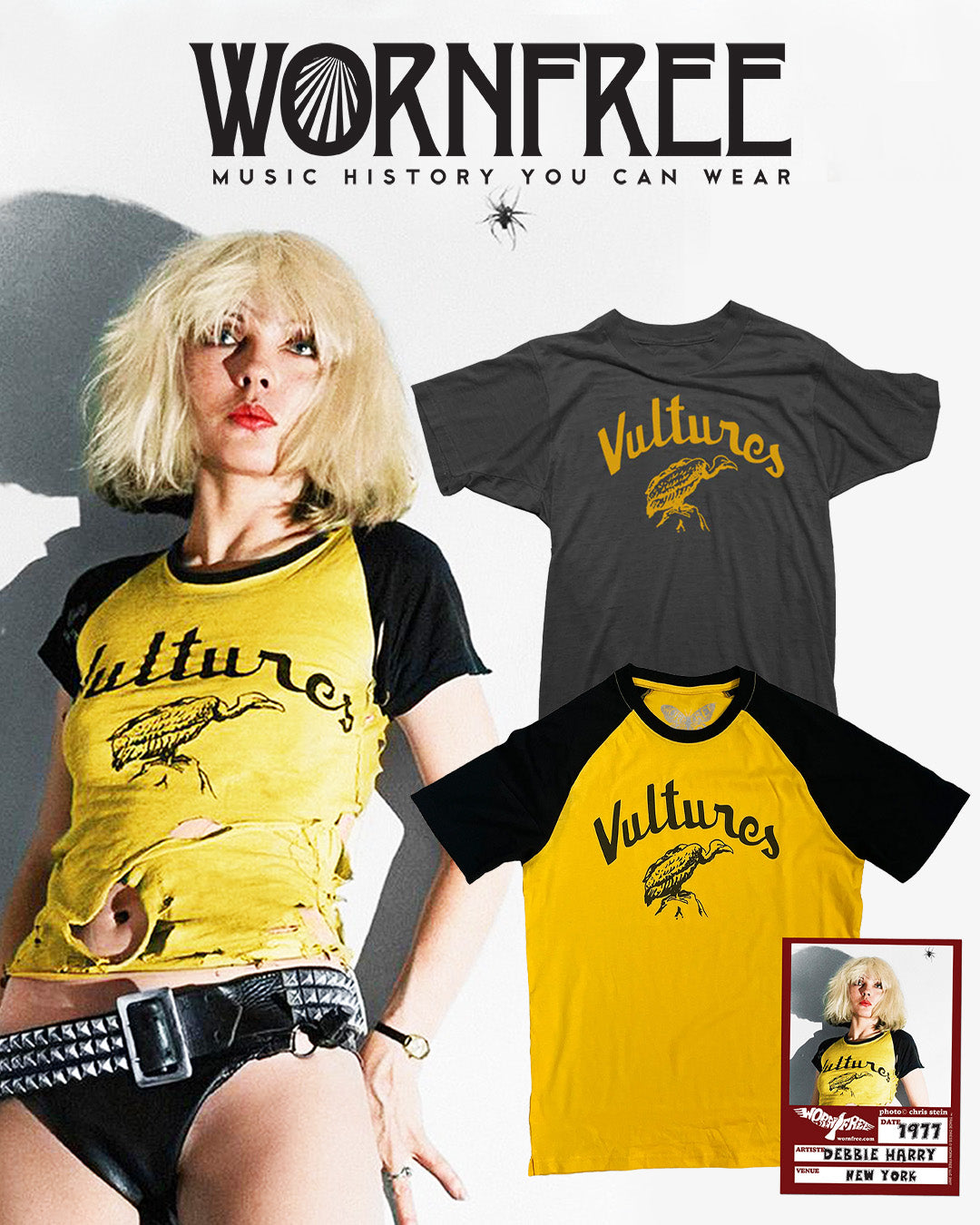 Worn Free T-Shirts. Rock and Soul T-Shirts worn by music legends.