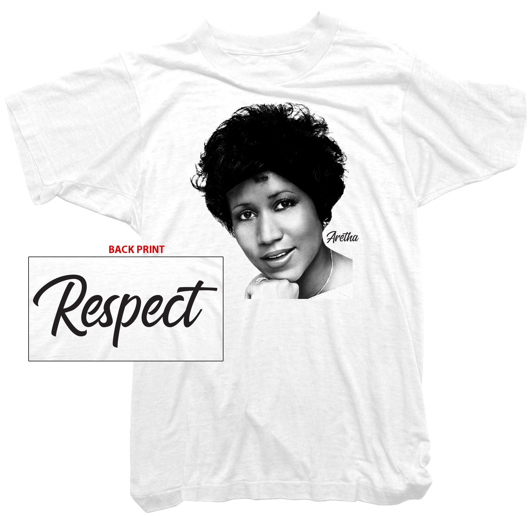 Aretha Franklin T-Shirt -  Respect Back Print Tee