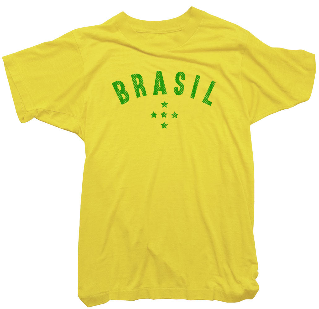 Brasil Football T-Shirt. Vintage Brazil T-Shirt. Stars T-Shirt. - Worn Free