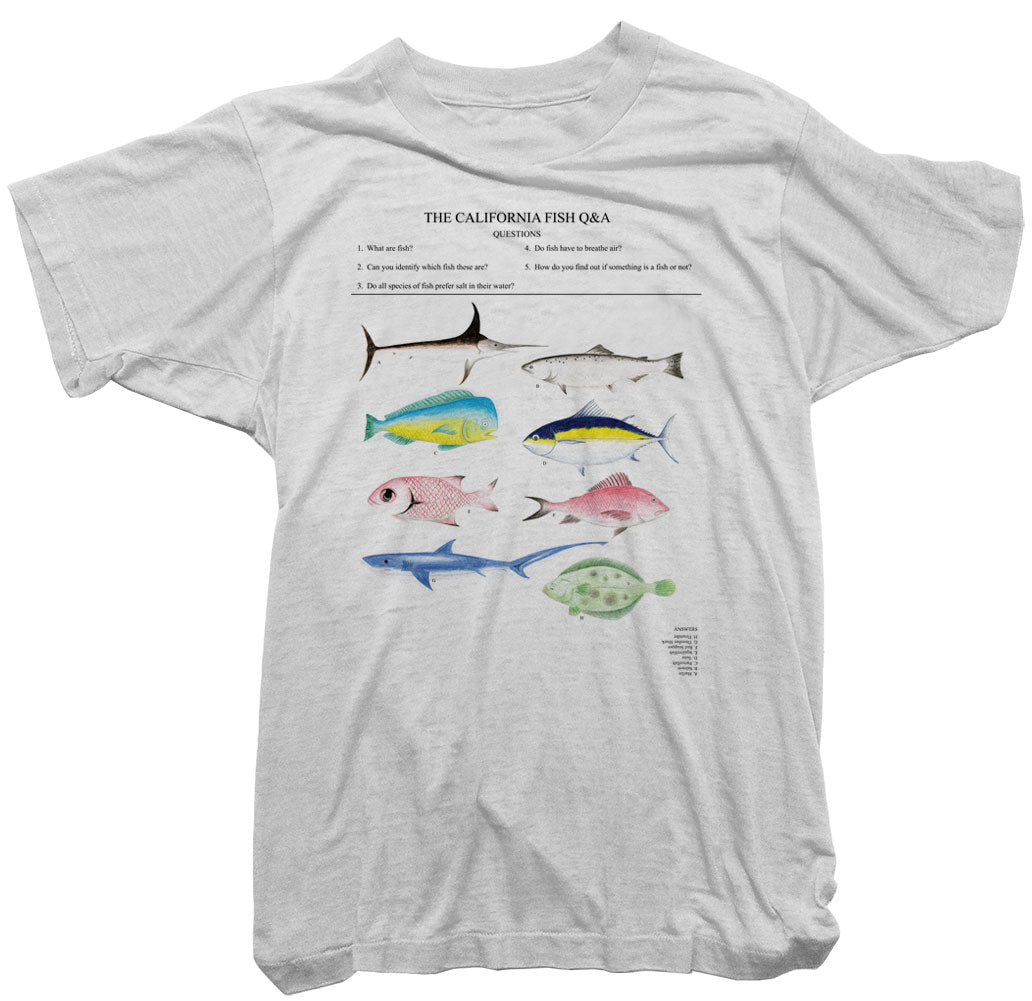 Fishing T-Shirt. California Fish Tee by Worn Free. Medium / Gray / Womens