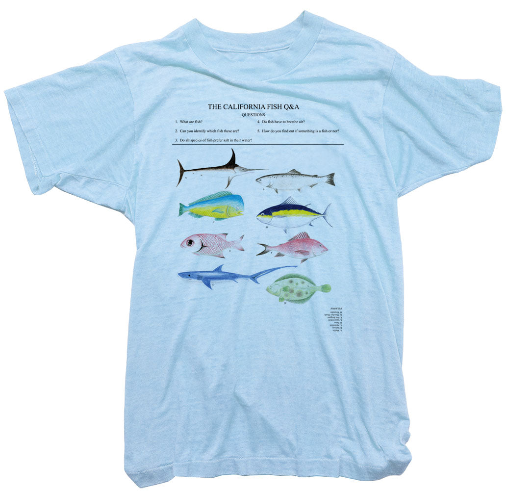 Fishing T-Shirt. California Fish Tee by Worn Free. Large / Sky / Kids