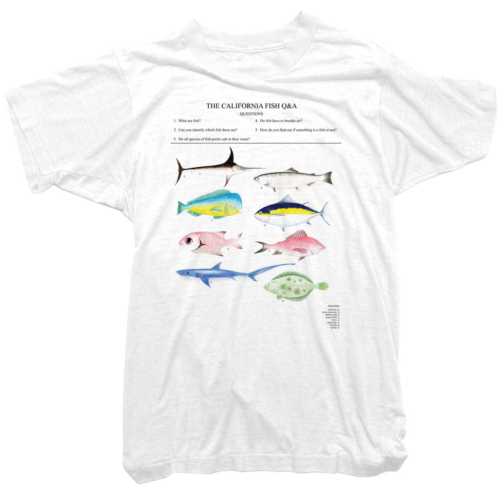 Fishing T-Shirt. California Fish Tee by Worn Free. Small / White / Kids