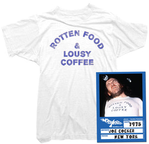 Joe Cocker T-Shirt - Rotten Food & Lousy Coffee Tee worn by Joe Cocker
