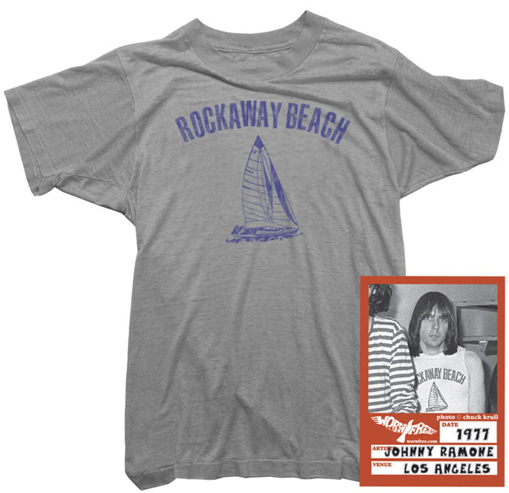 RAMONES / ラモーンズ [Worn Free] Johnny Ramone / Rockaway Beach Tee (Light Blue) Ramones T-Shirt. Johnny Ramone wearing a New Mexico Tee