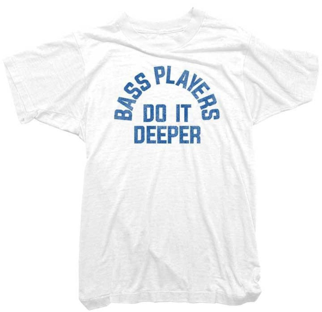 Bass Players Do It Deeper T-Shirt. Vintage Music Tee. XXL / White