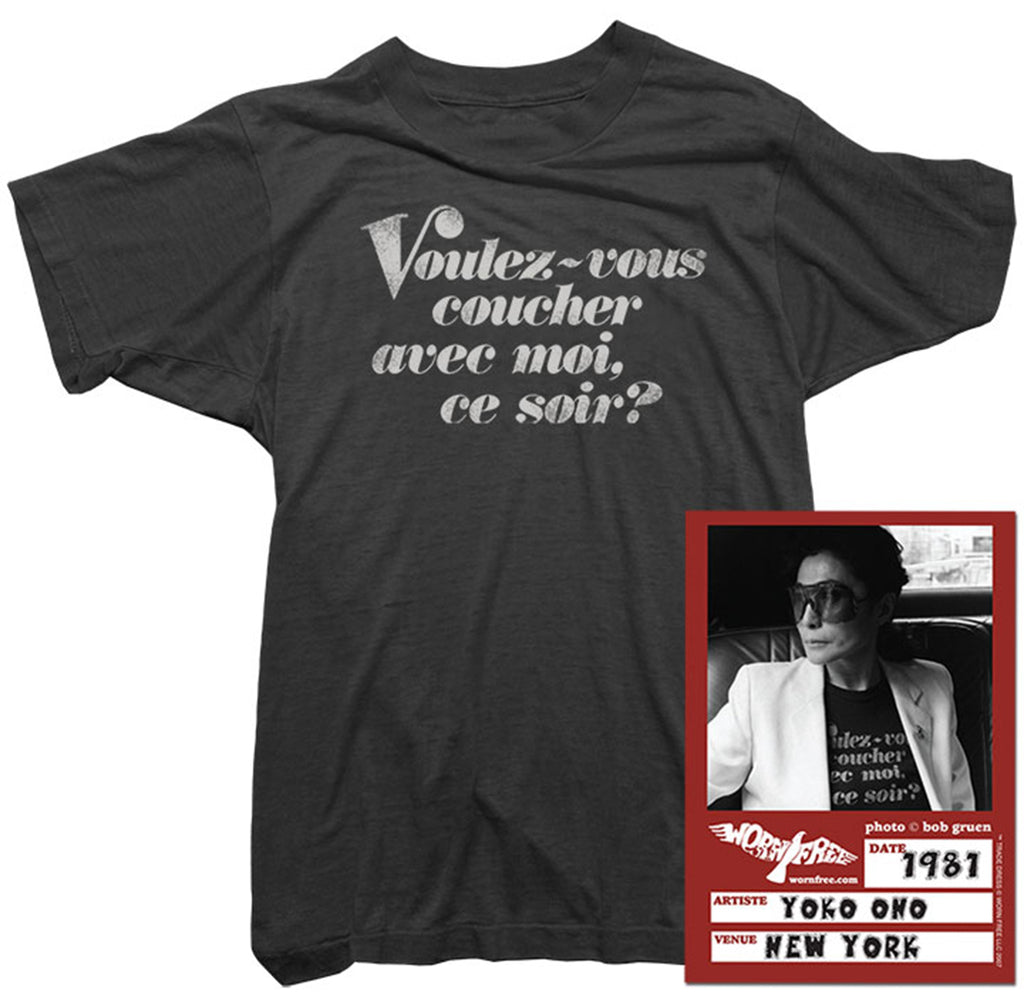 Yoko Ono T-Shirt. Voluez Vous Tee worn by Yoko Ono. Vintage T